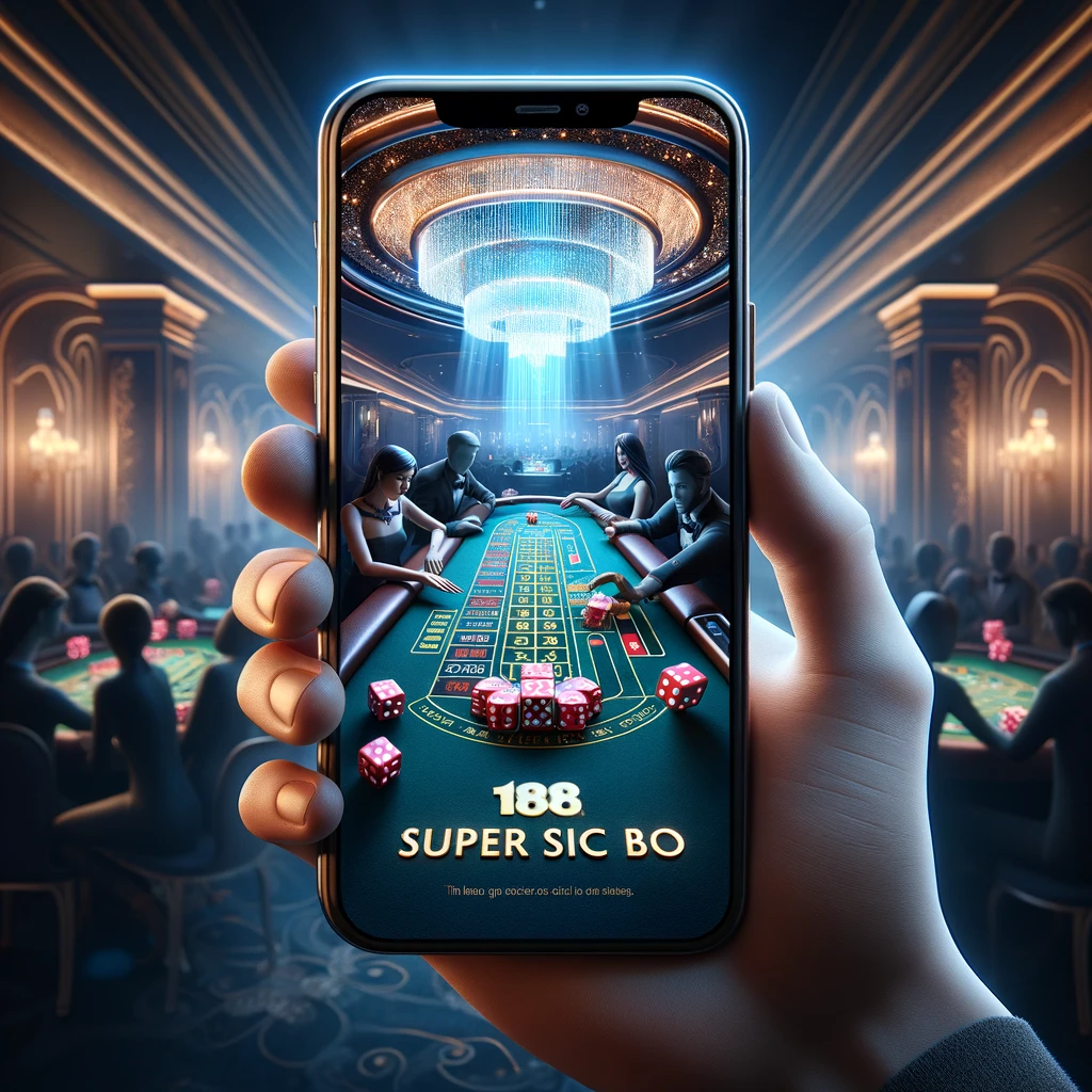 Super Sic Bo is showcased within the screen of a modern smartphone,